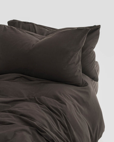 Deep Charcoal duvet cover set by The T‑Shirt Bed Co., sleek, wrinkle-free cotton luxury