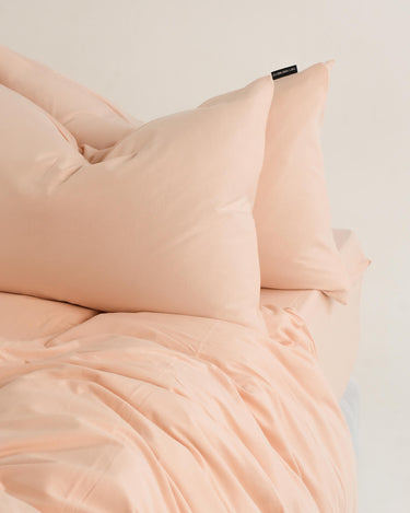 Rosewater cotton duvet set, jersey-knit softness with non-iron finish