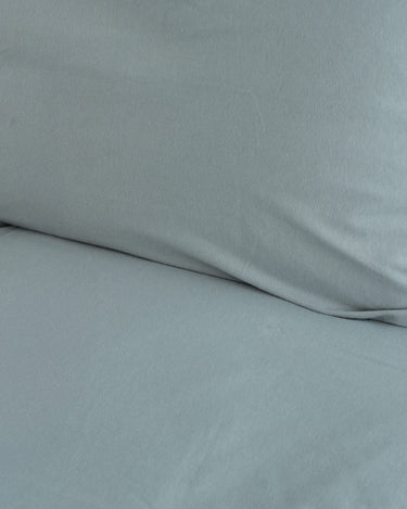 Seafoam duvet cover set, relaxed and crisp cotton knit with effortless softness