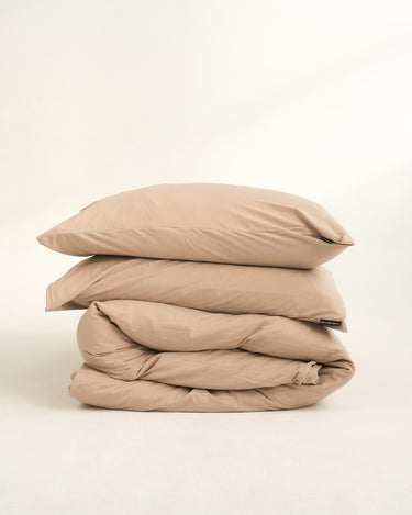 Earth duvet cover set, warm neutral cotton knit, breathable and hypoallergenic