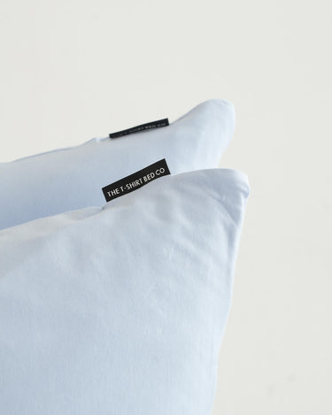 Soft blue duvet cover set in hydrangea by The T-Shirt Bed Co., crease-free and gentle on skin