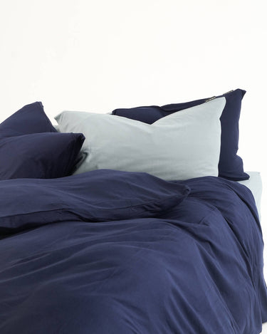 Deep Navy duvet cover set, soft knit cotton, allergy-friendly and effortless