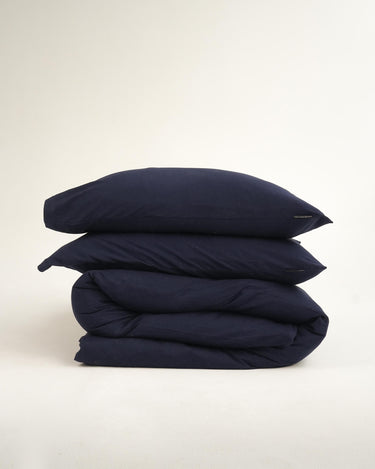 Navy t-shirt cotton duvet cover set, rich colour with wrinkle-free comfort