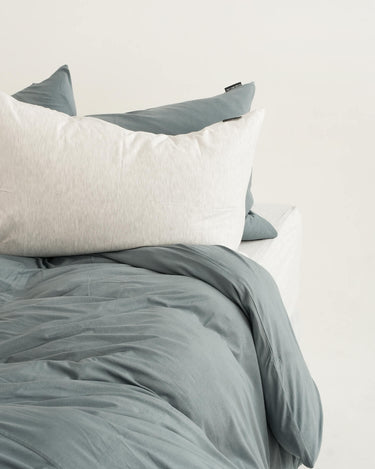 Seafoam duvet cover set, pastel blue cotton knit that’s gentle and comfortable