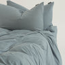 Seafoam duvet cover set by The T‑Shirt Bed Co., cool-toned mint cotton that’s soft, breathable and non-iron